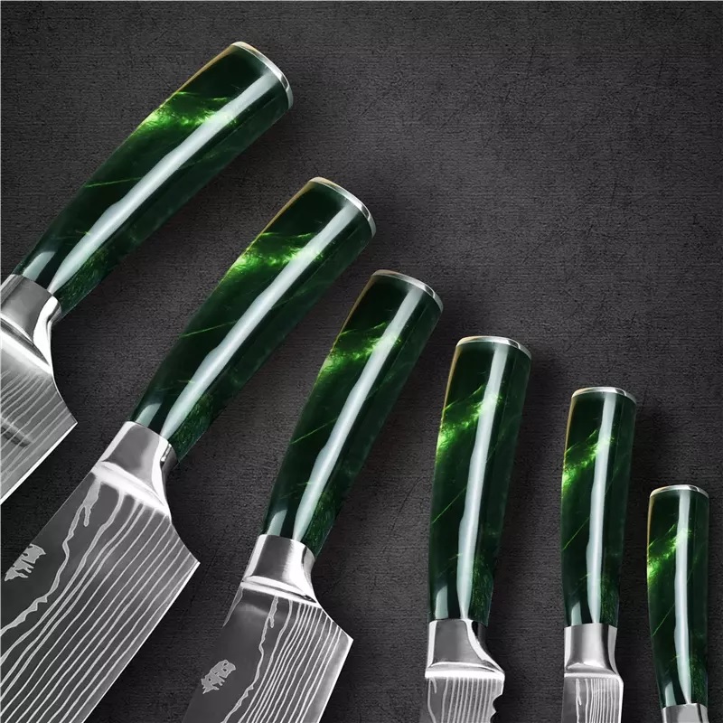 Set kuhinjskih noževa BL-13828 - 9 kom / Zelena