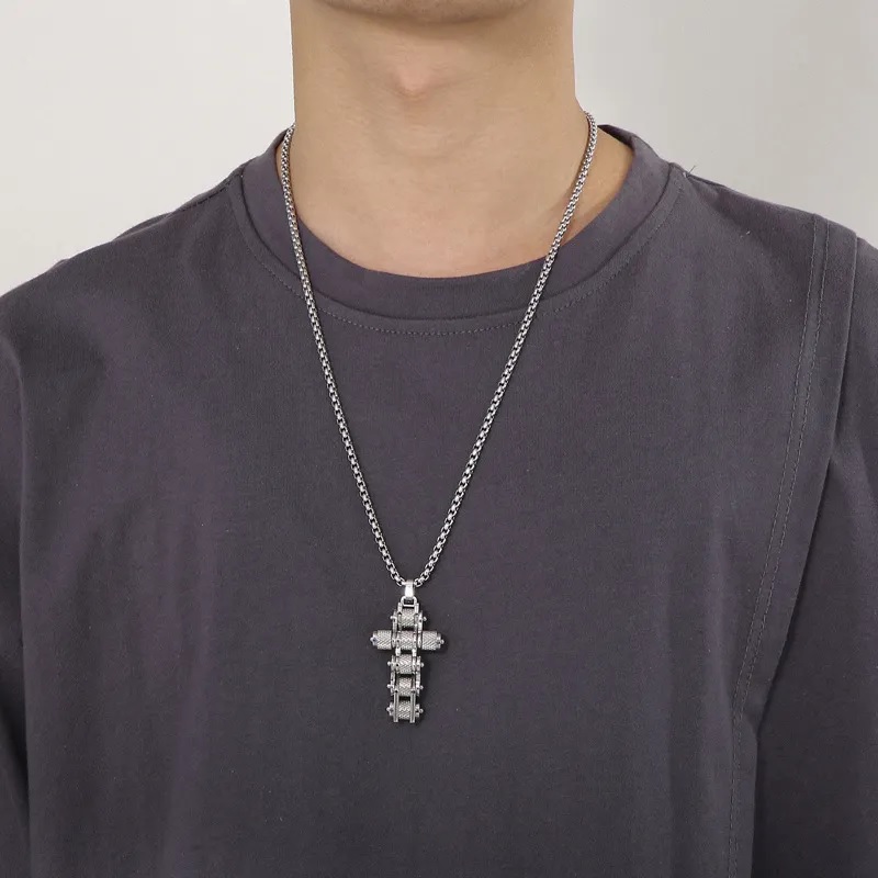 Ogrlica Chain Cross - Crna