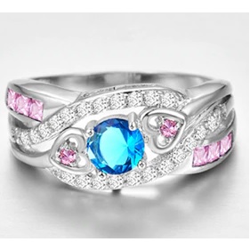 Prsten CO-6462 - srebrni / plavi / 67 mm