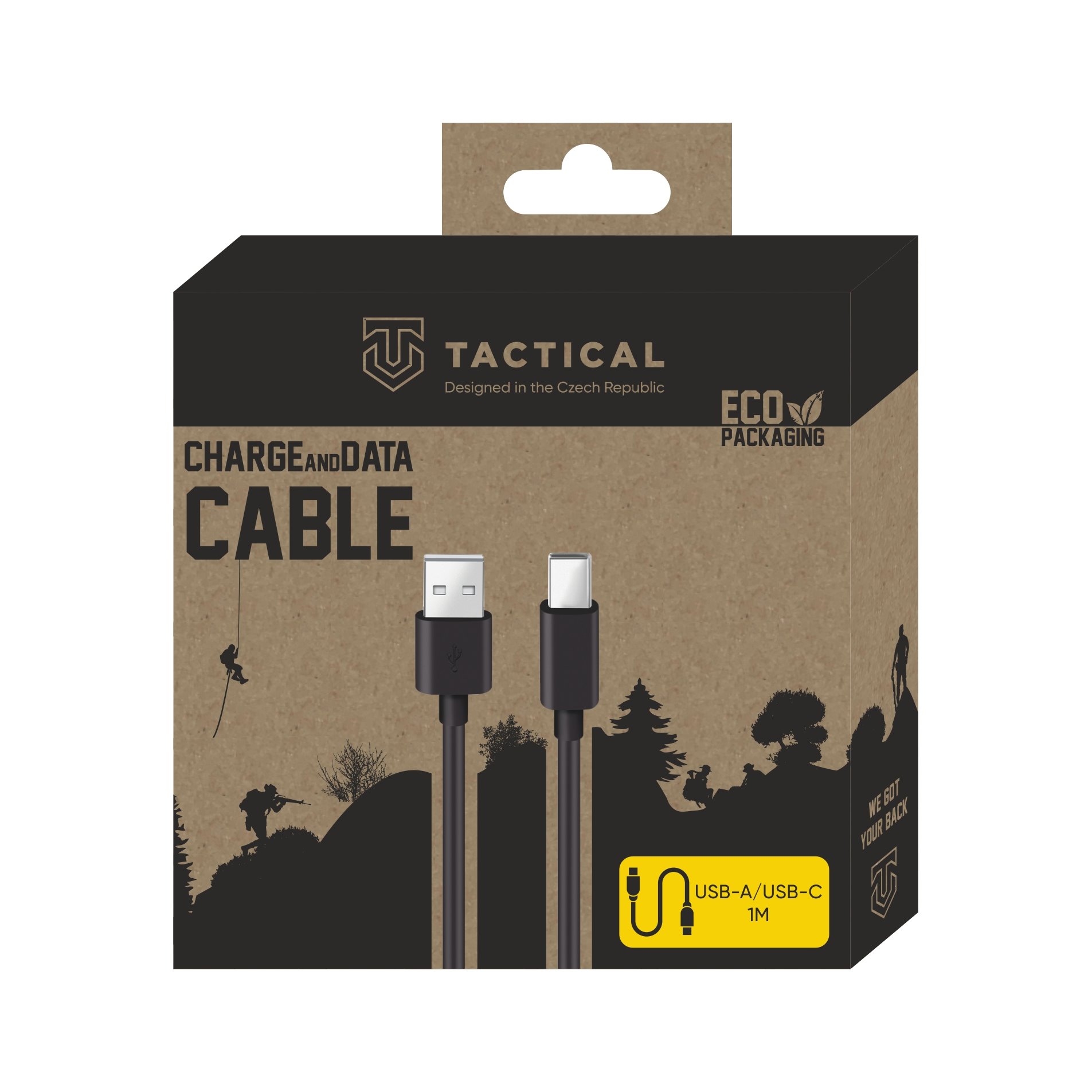 Tactical Smooth Thread kabel USB-A/USB-C - 1m - Crna