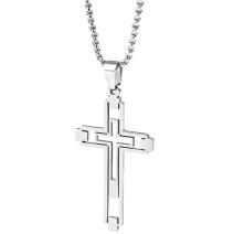 Ogrlica EM-34151 Cross - Srebrna